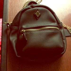 A black mini backpack/purse